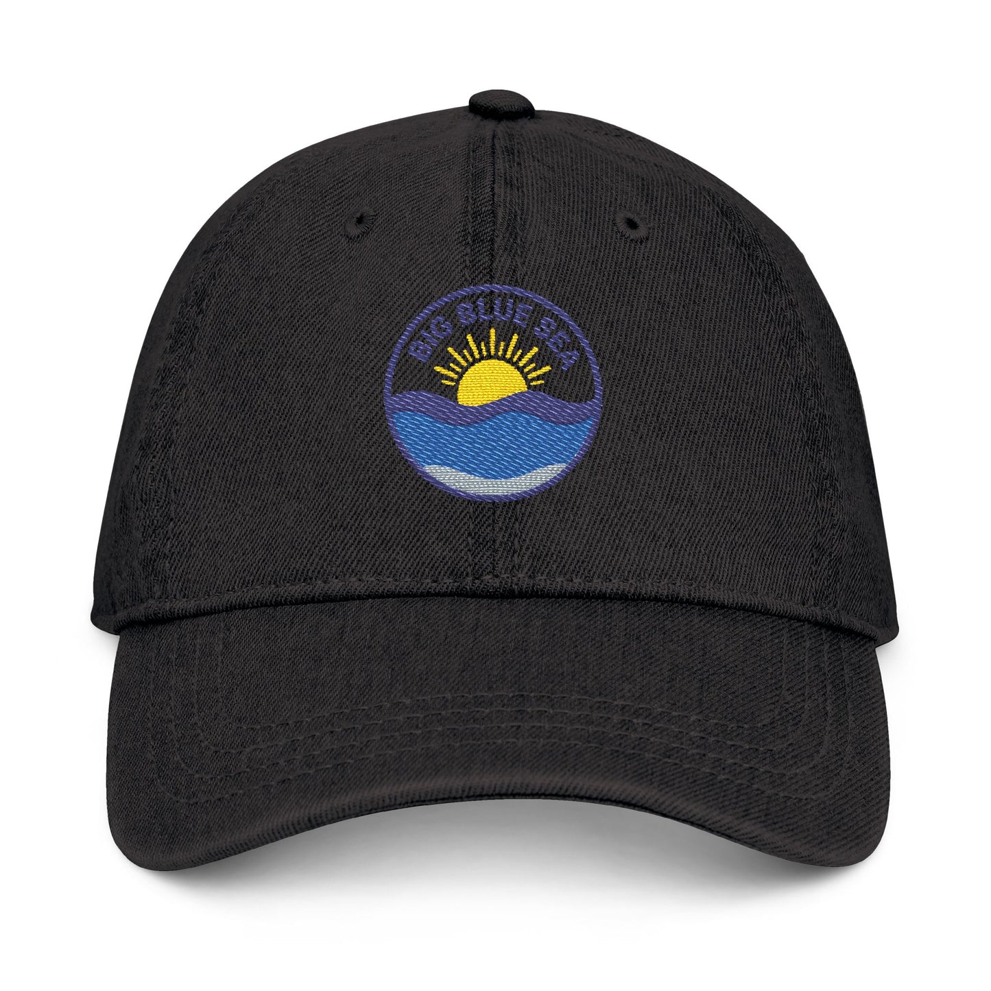 Embroidered Denim Hat - Coastal Sunrise Design