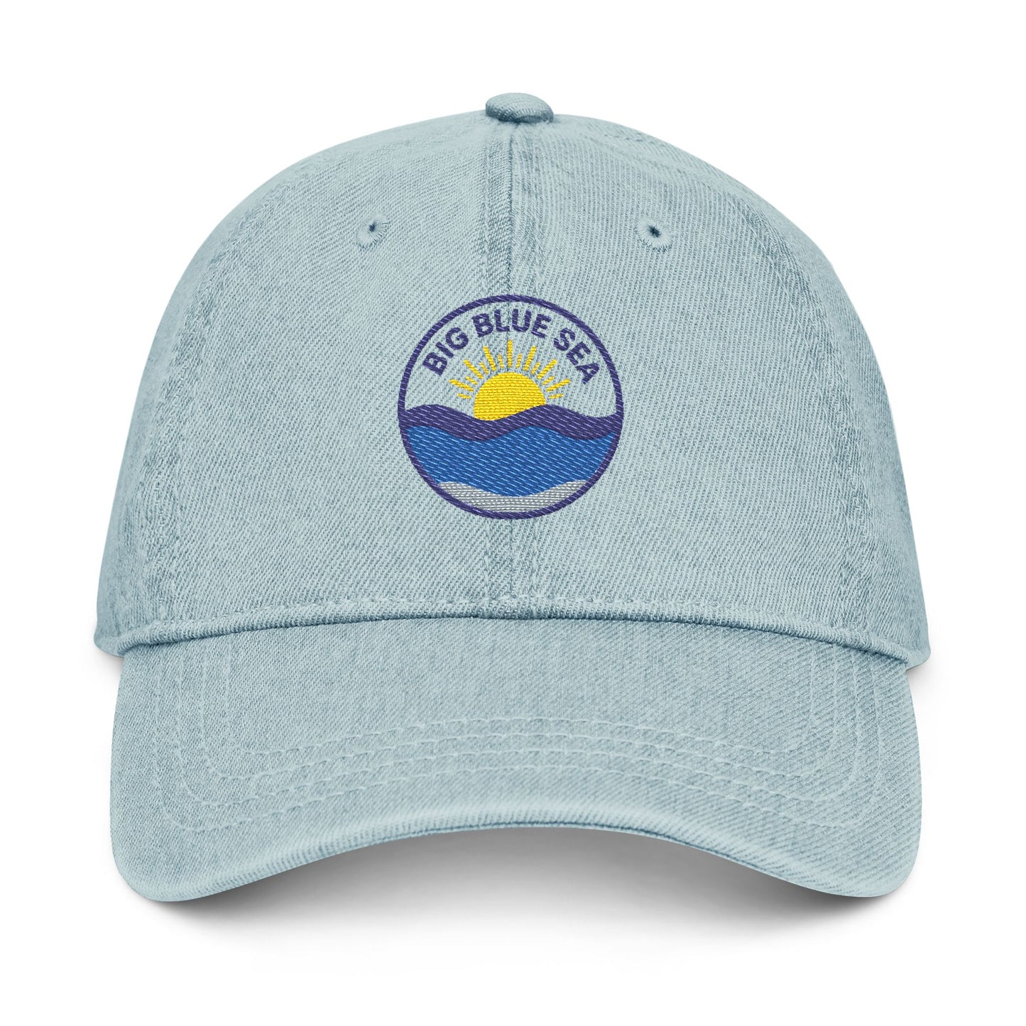 Embroidered Denim Hat - Coastal Sunrise Design