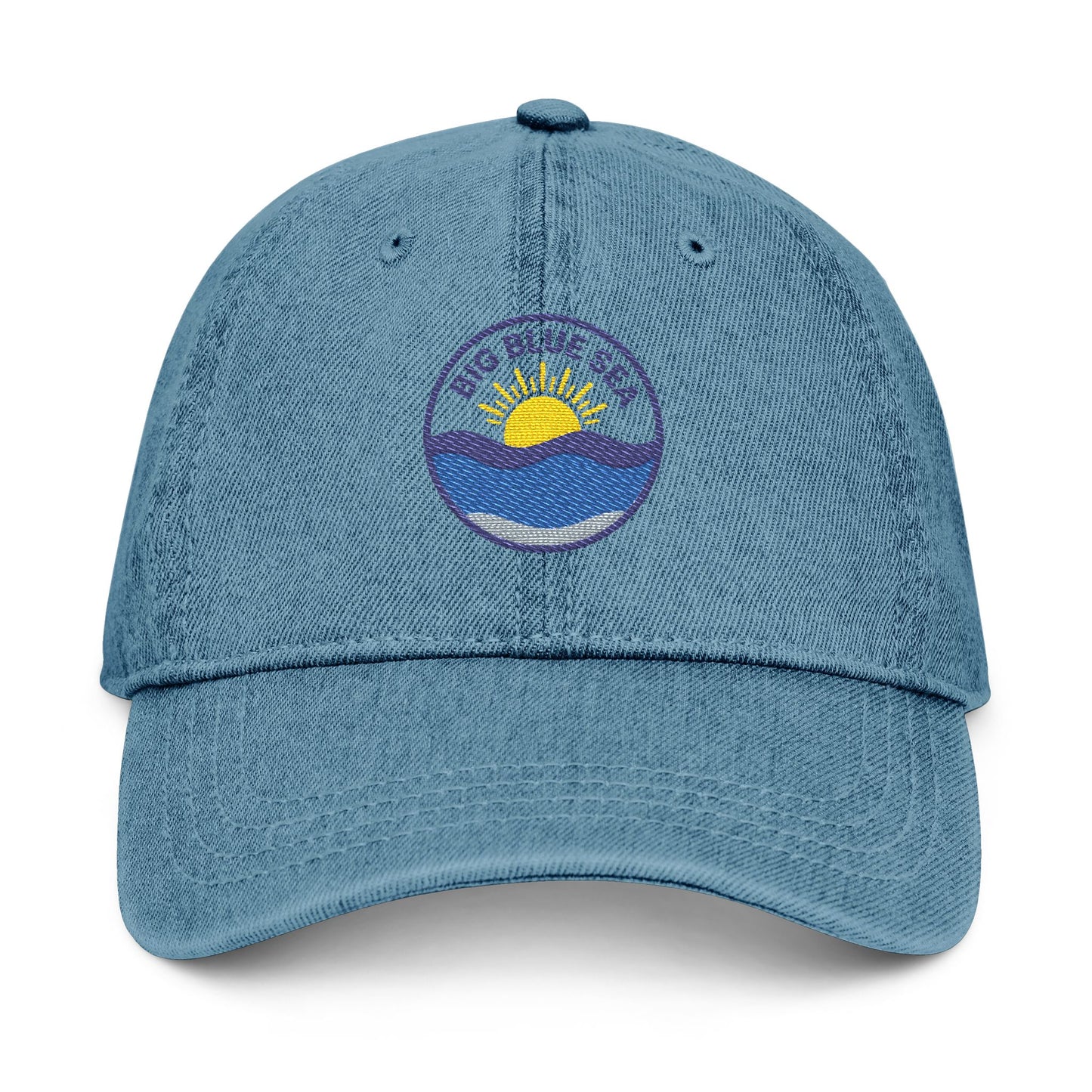 Embroidered Denim Hat - Coastal Sunrise Design
