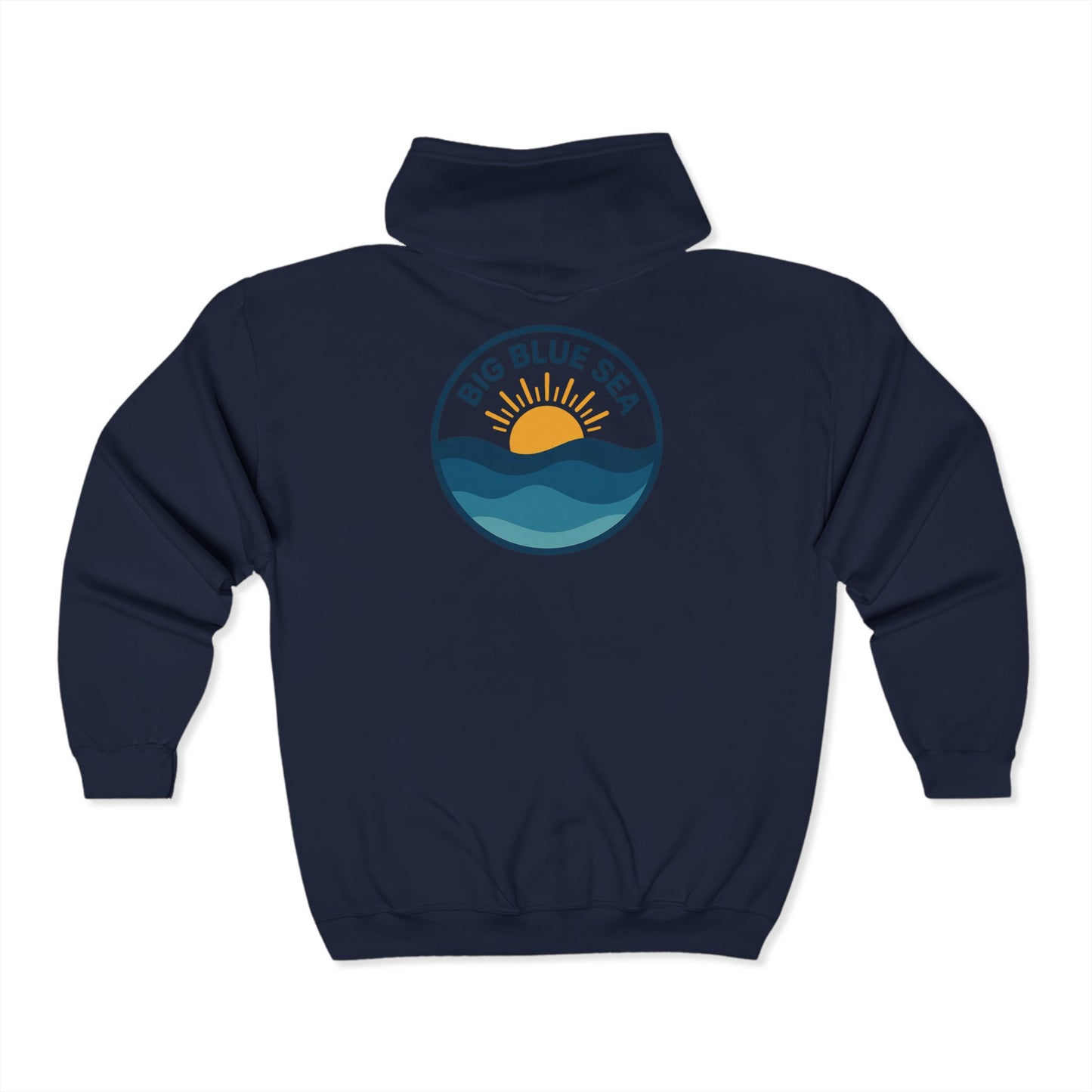 Big Blue Sea Full Zip Hoodie - Unisex Ocean-Inspired Sweatshirt for Adventure Lovers