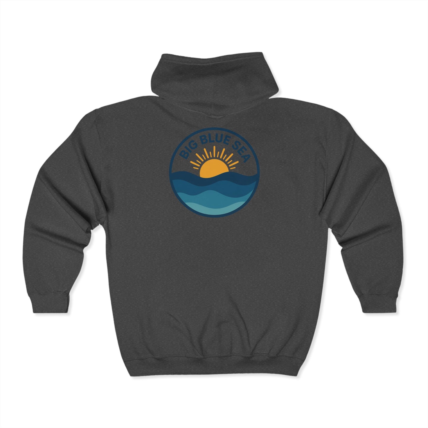 Big Blue Sea Full Zip Hoodie - Unisex Ocean-Inspired Sweatshirt for Adventure Lovers