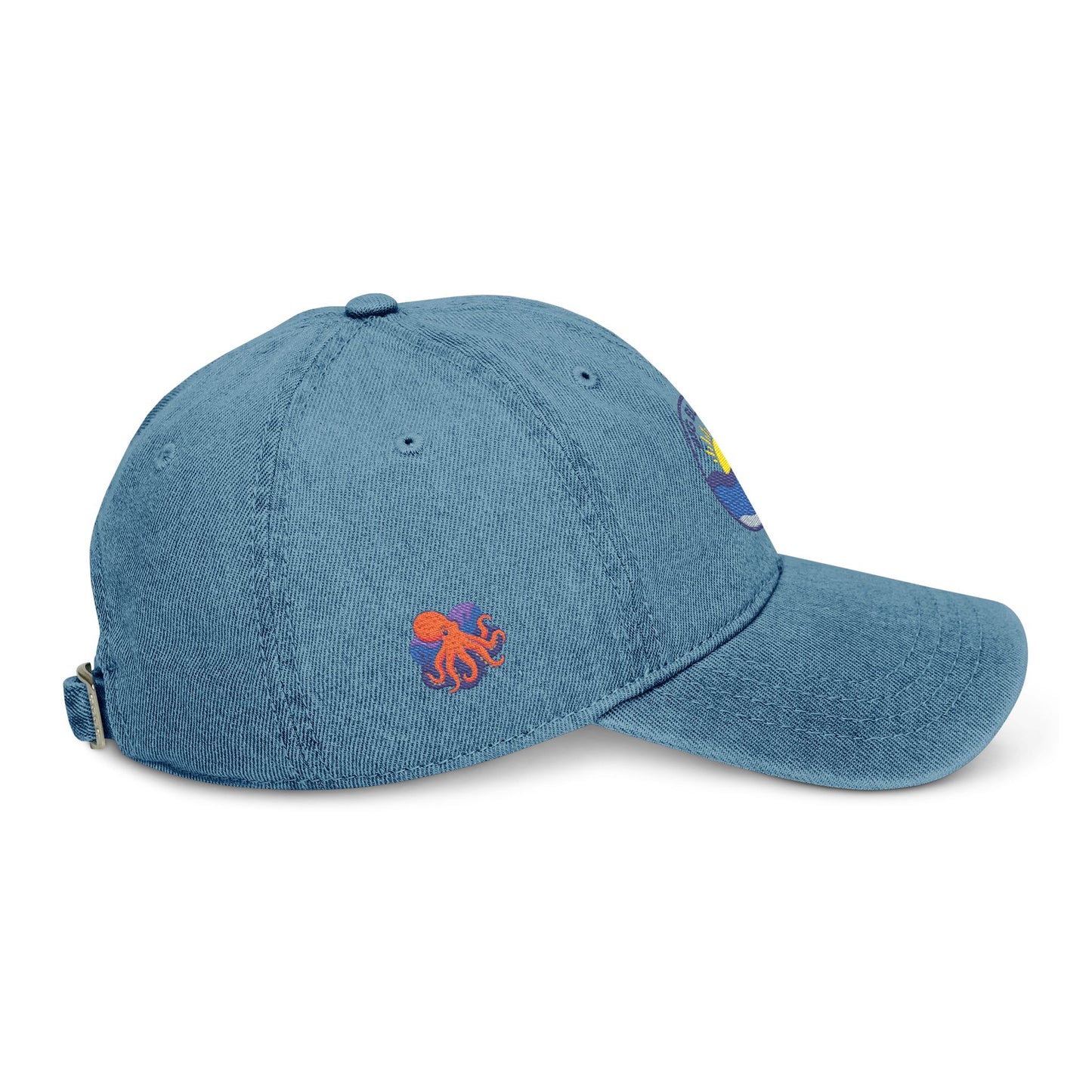 Embroidered Denim Hat - Coastal Sunrise Design