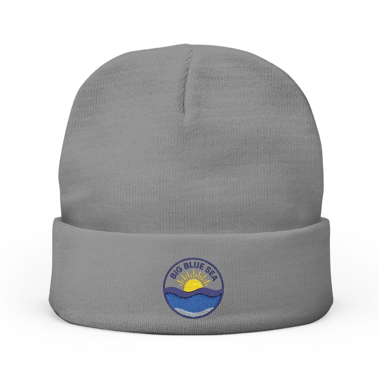 Cozy Knit Beanie with Big Blue Sea Embroidery, Winter Hat, Casual Accessory, Perfect Gift for Beach Lovers, Ideal for Cold Weather