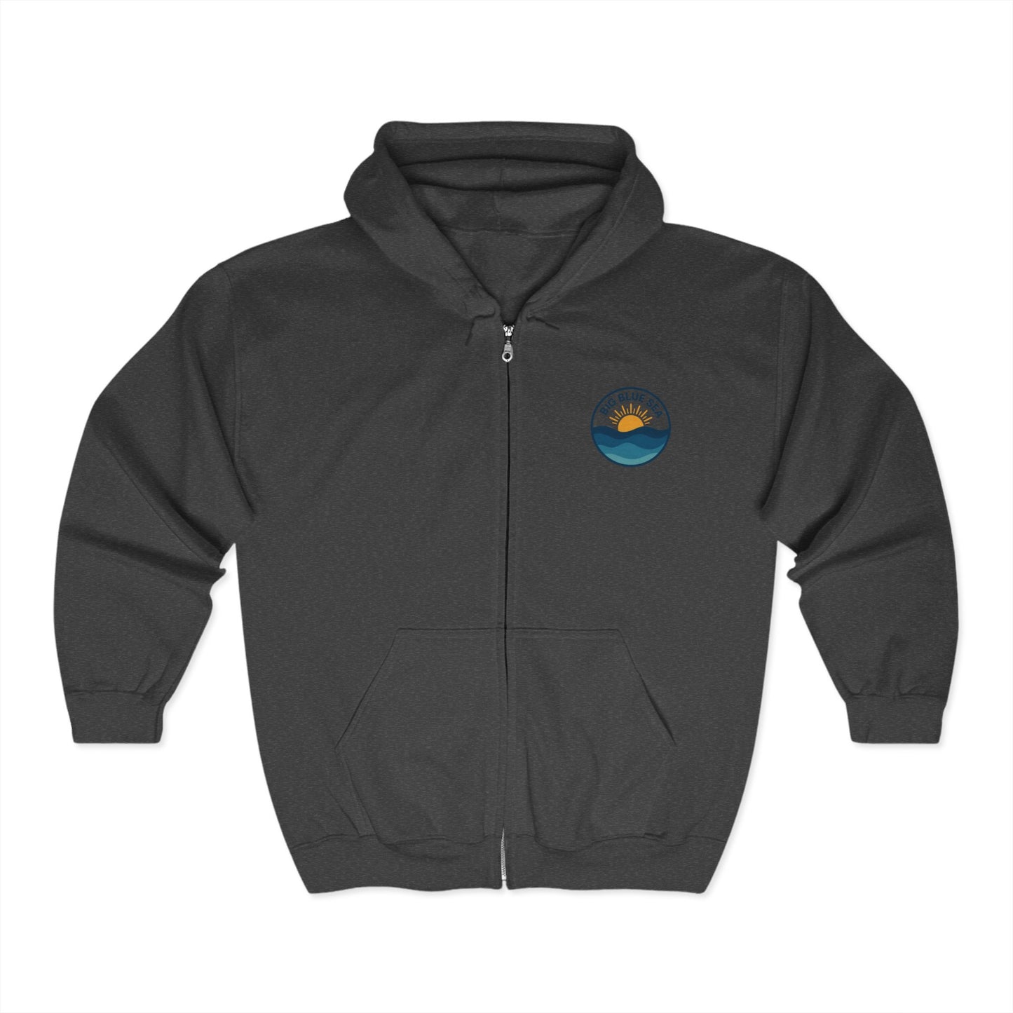 Big Blue Sea Full Zip Hoodie - Unisex Ocean-Inspired Sweatshirt for Adventure Lovers