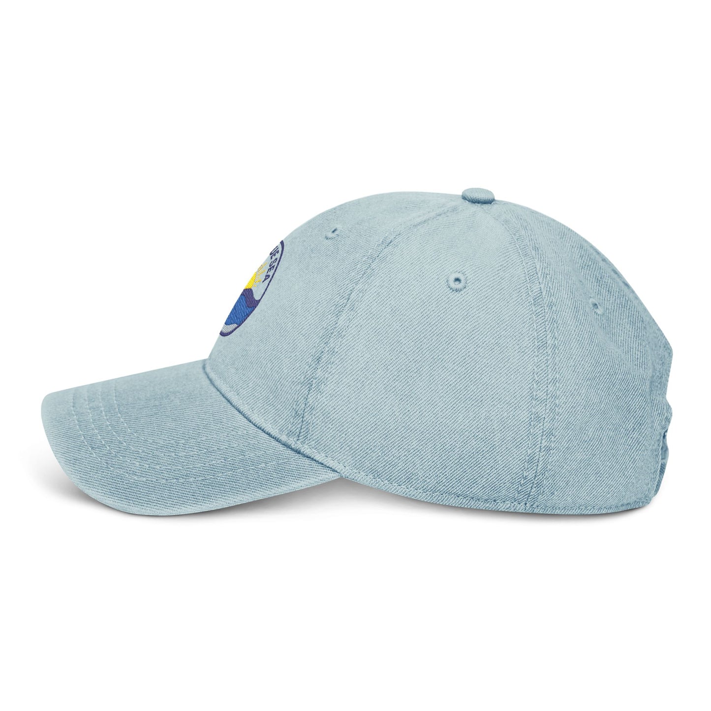 Embroidered Denim Hat - Coastal Sunrise Design