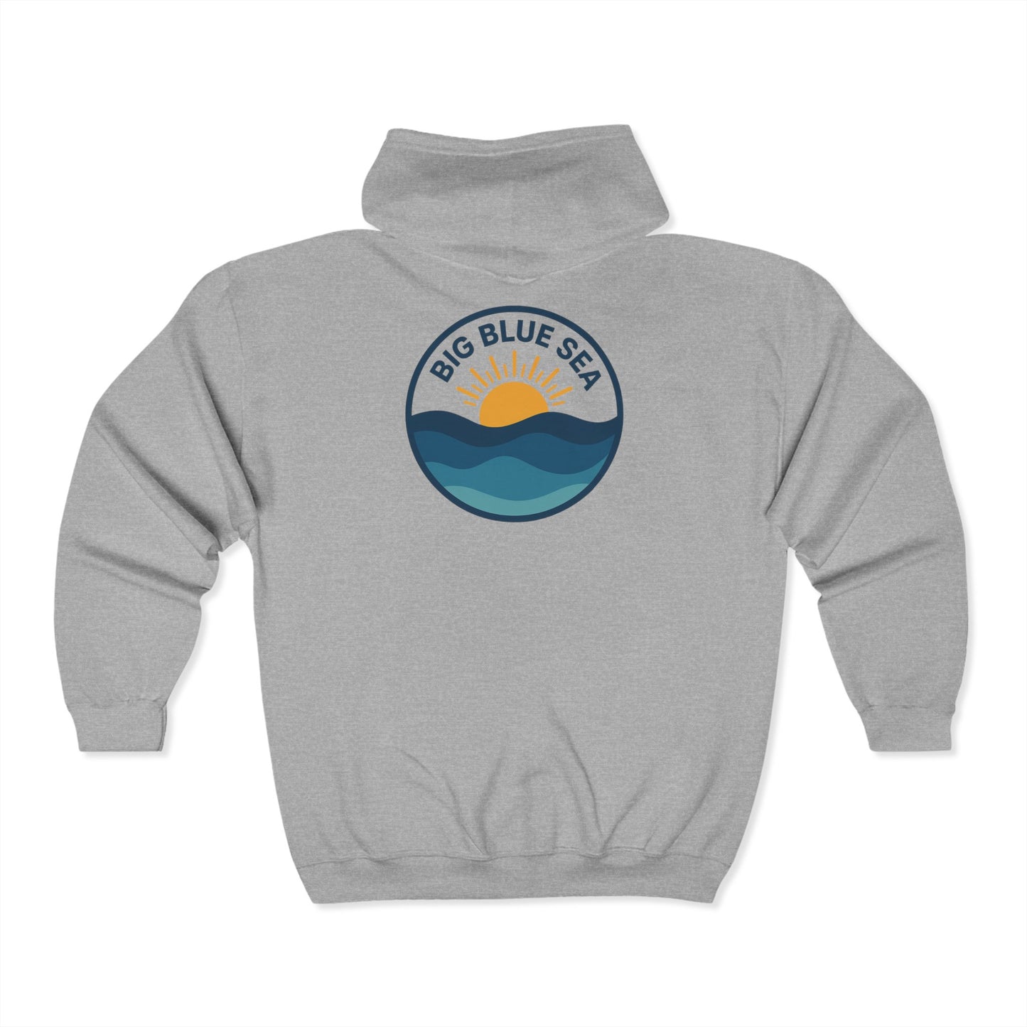 Big Blue Sea Full Zip Hoodie - Unisex Ocean-Inspired Sweatshirt for Adventure Lovers