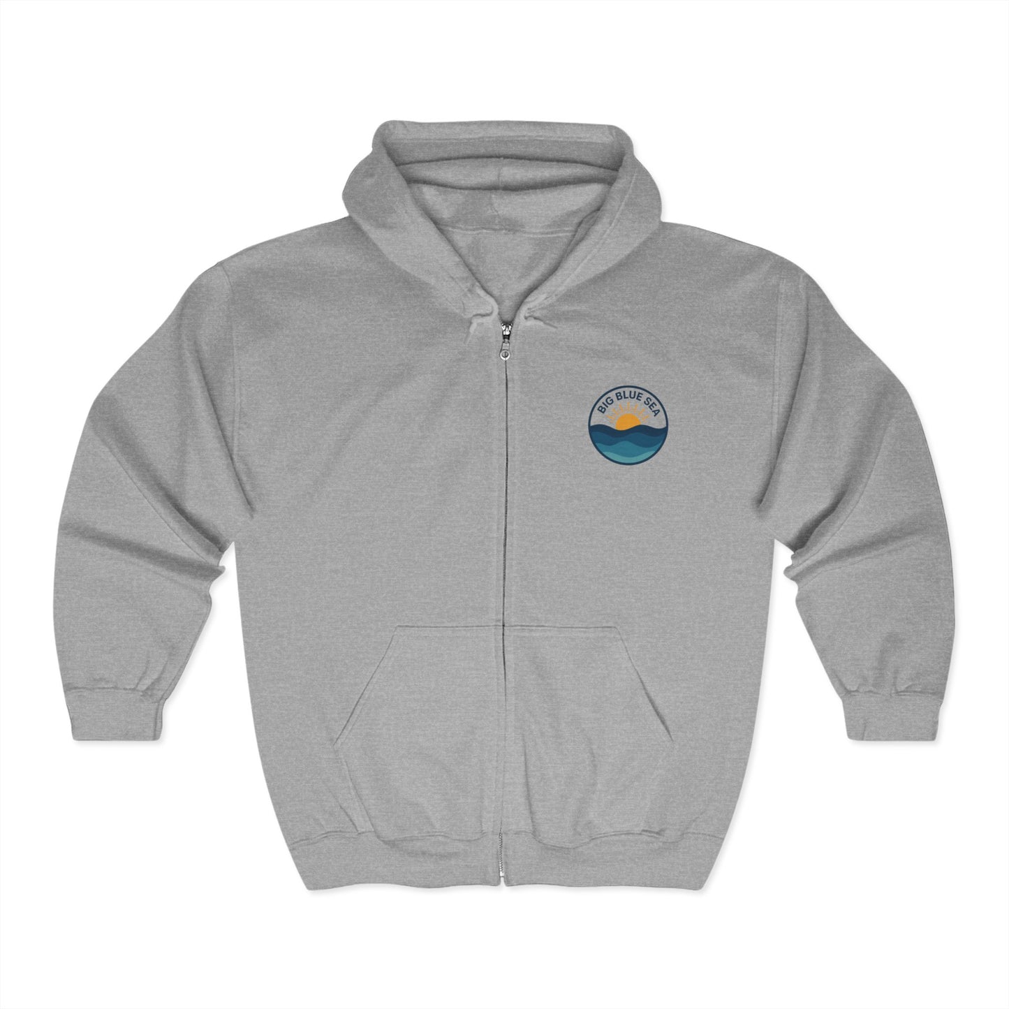 Big Blue Sea Full Zip Hoodie - Unisex Ocean-Inspired Sweatshirt for Adventure Lovers