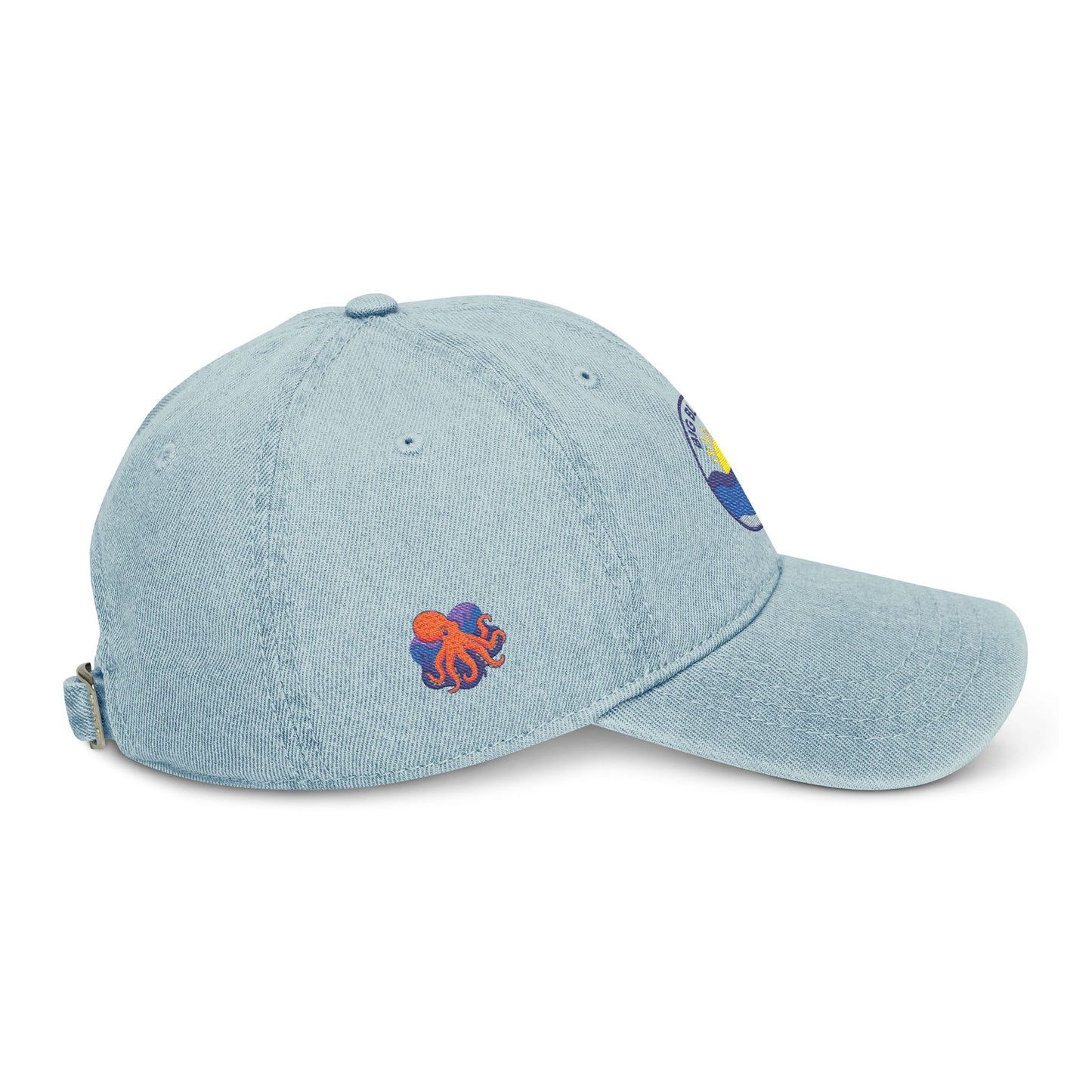 Embroidered Denim Hat - Coastal Sunrise Design