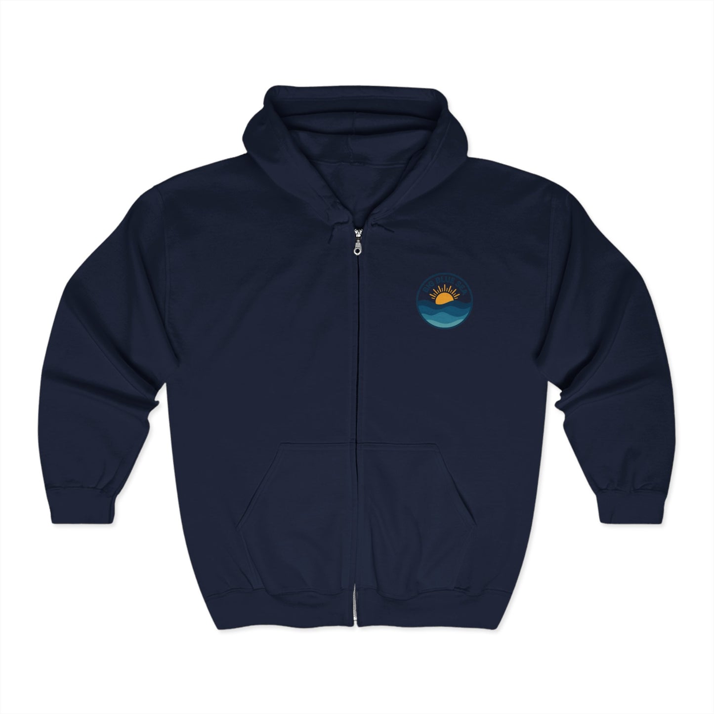 Big Blue Sea Full Zip Hoodie - Unisex Ocean-Inspired Sweatshirt for Adventure Lovers