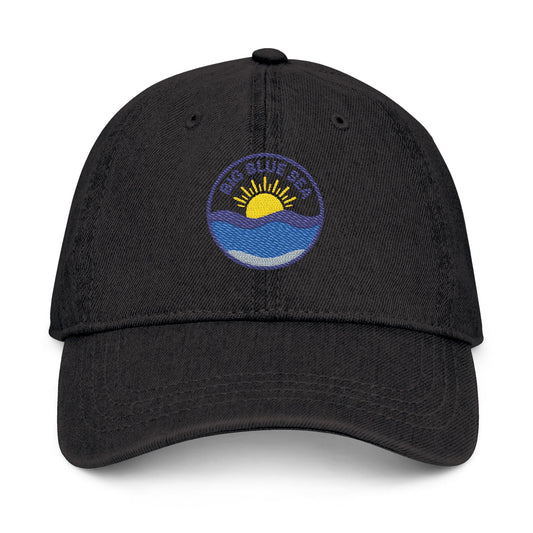Embroidered Denim Hat - Coastal Sunrise Design