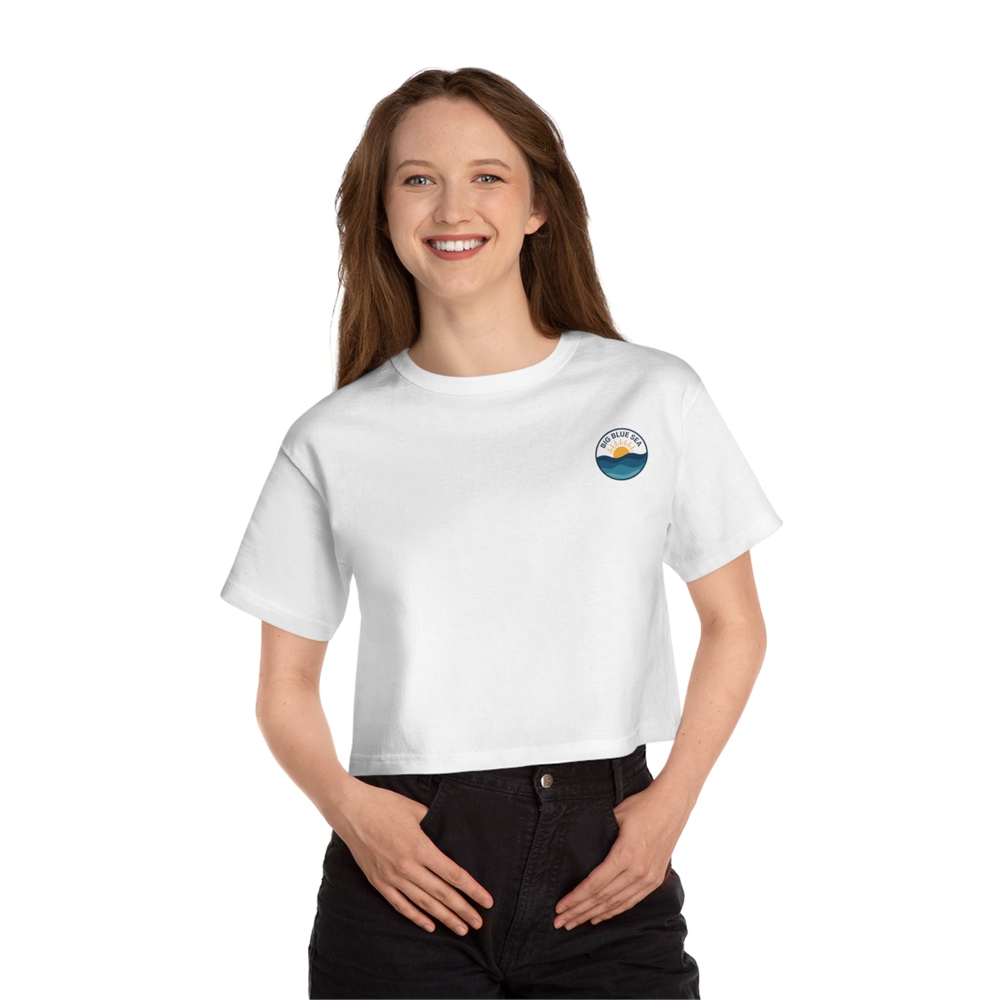 Big Blue Sea Cropped T-Shirt for Women - Chill Beach Vibes