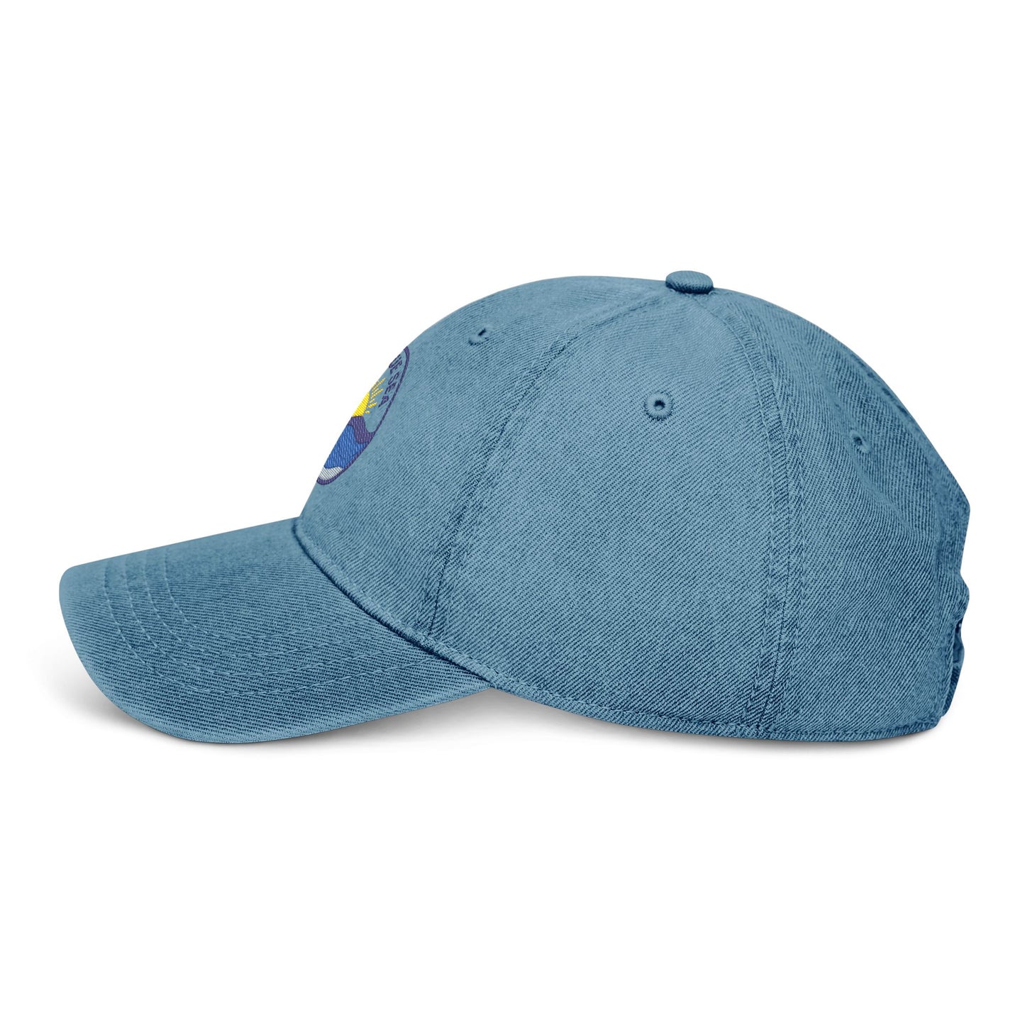 Embroidered Denim Hat - Coastal Sunrise Design